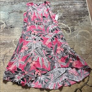 Pink and Black Floral Sleeveless Dress